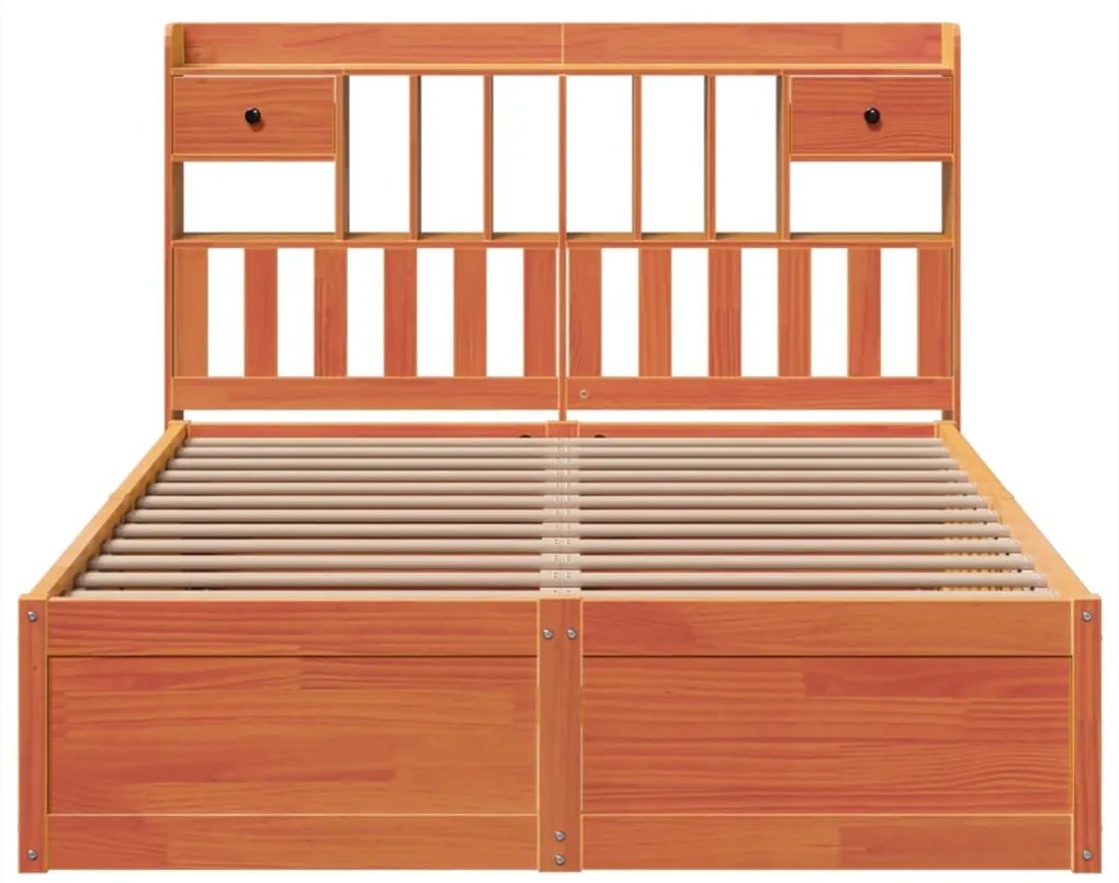 Cama sem colchão 160x200 cm madeira pinho maciço castanho-mel