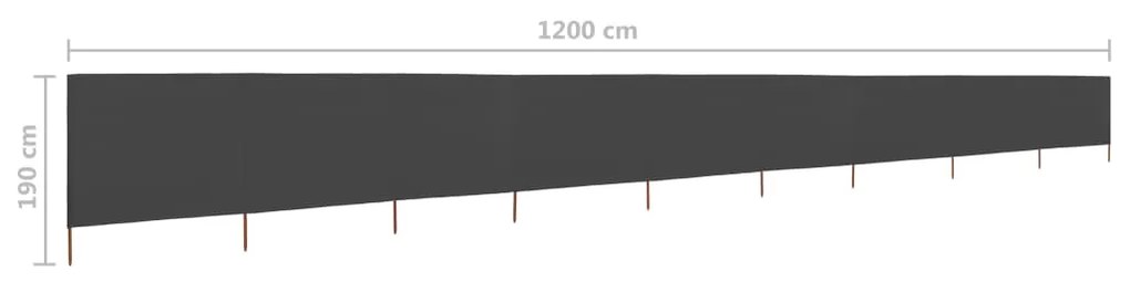 Para-vento com 9 painéis em tecido 1200x160 cm antracite