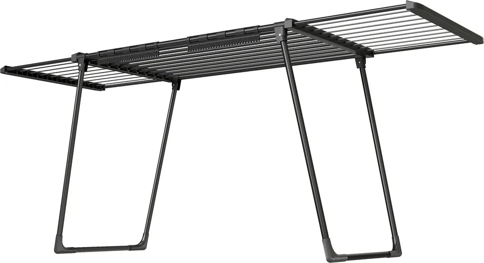 Estendal roupa 62,5 x (113,5-200) x 90 cm, secador de roupa de pé, braços extensíveis preto