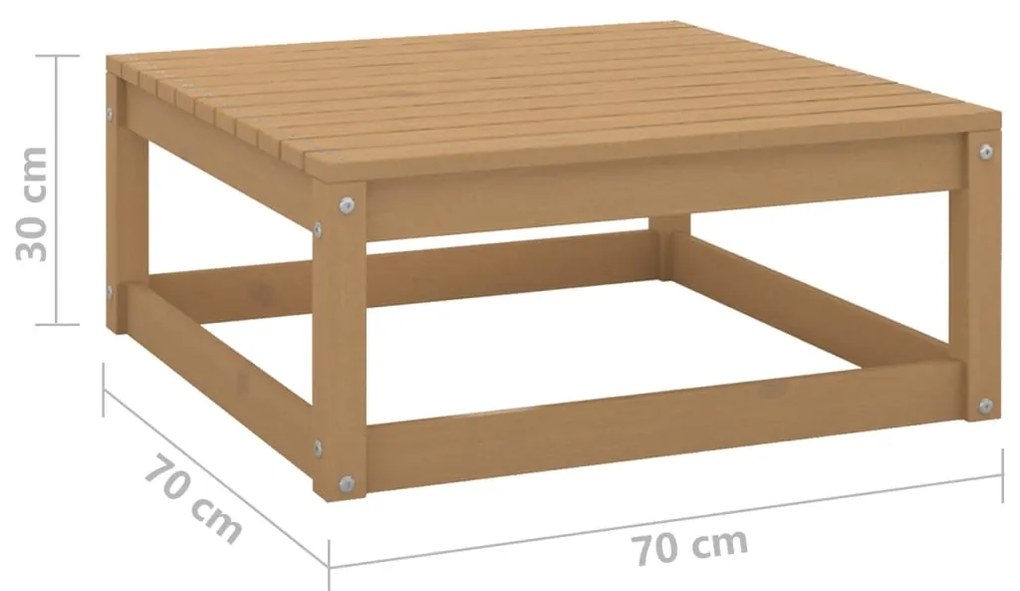 Apoio de pés p/ jardim 70x70x30 cm pinho maciço castanho-mel