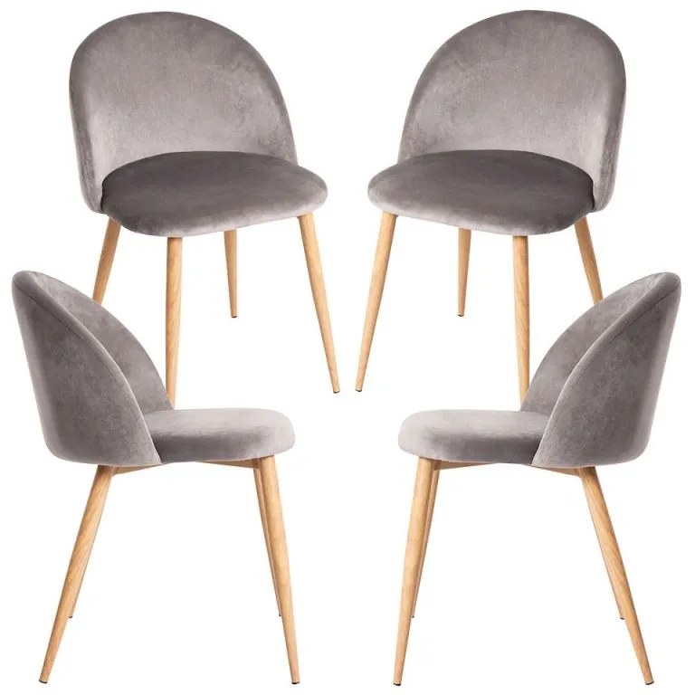 Pack 4 Cadeiras Vint Veludo - Cinza