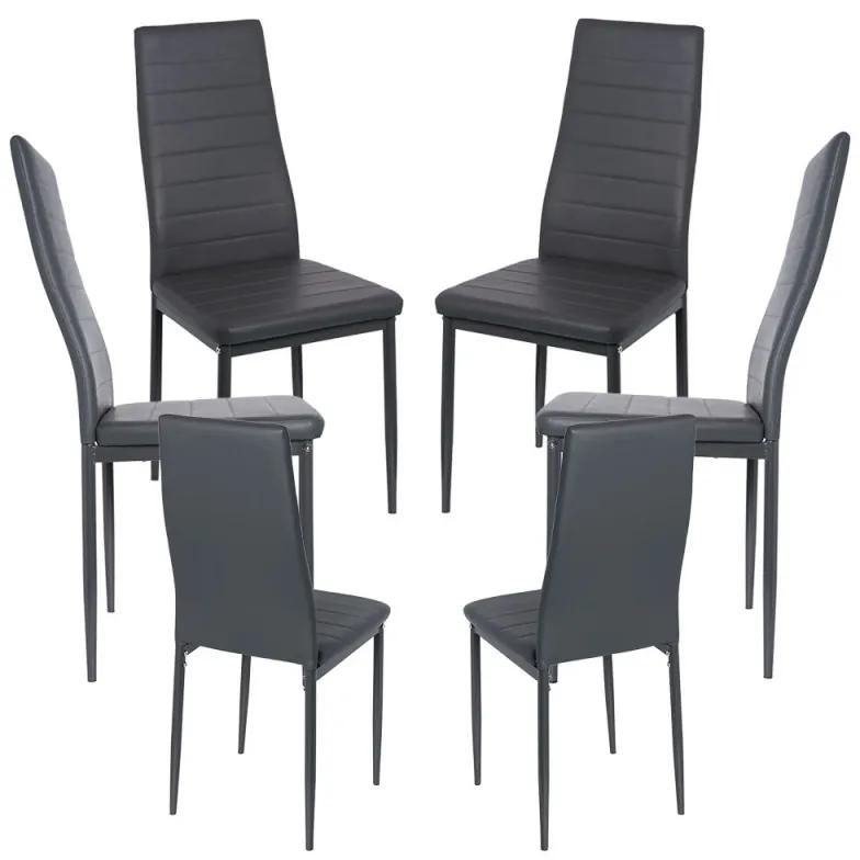 Pack 6 Cadeiras Lauter Couro Sintético - Cinza escuro