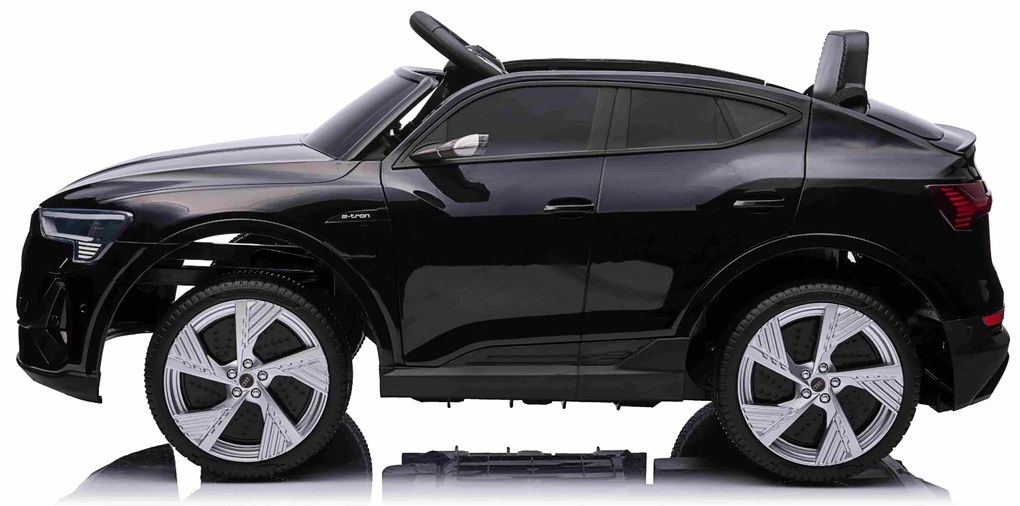 Carro elétrico para crianças Audi E-tron Sportback 12V, comando remoto 2,4 GHz, entrada USB/AUX, suspensão, bateria de lítio, luzes LED, 2 motores de