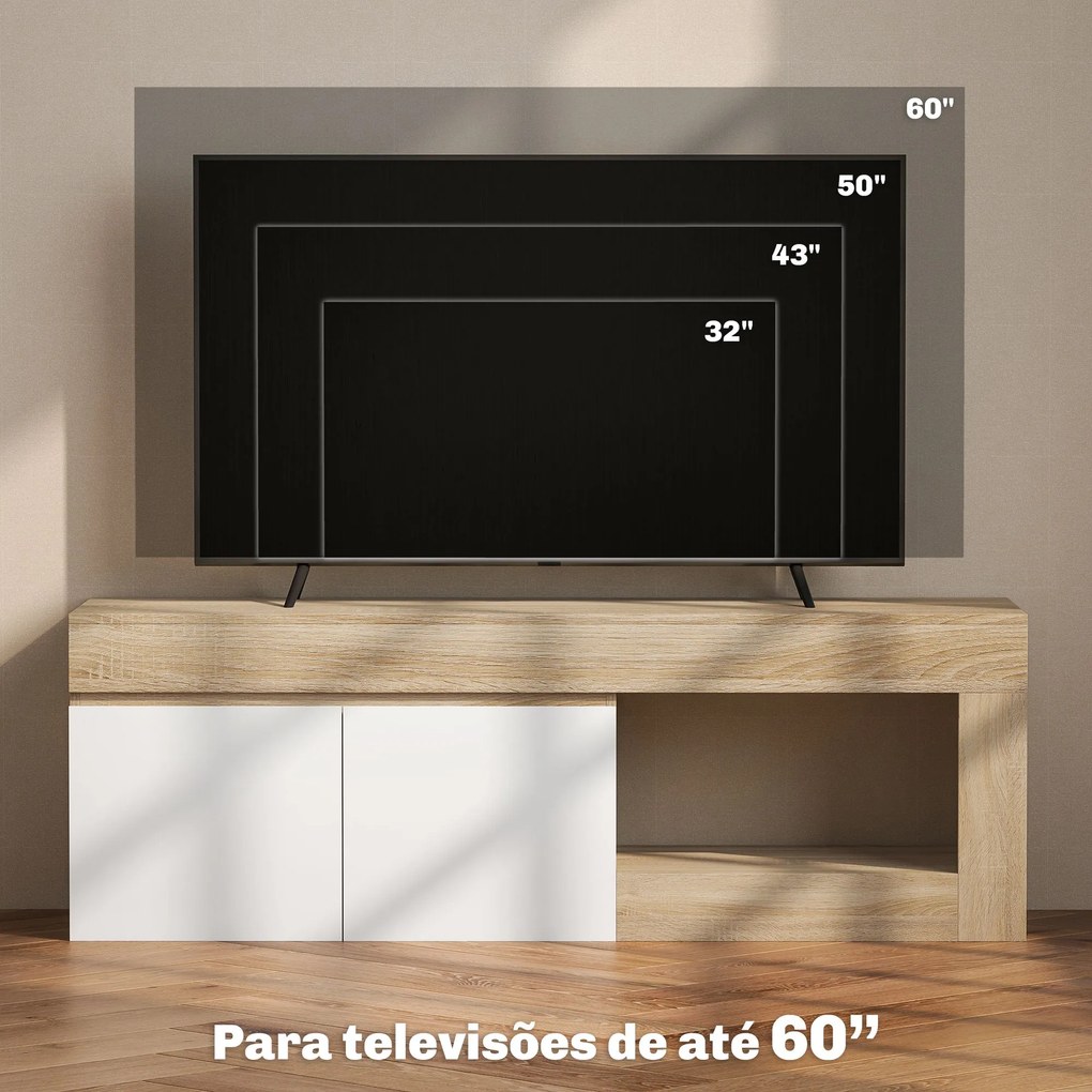 HOMCOM Móvel de TV Mobiliário de TV com 2 Portas Prateleira Aberta Móv