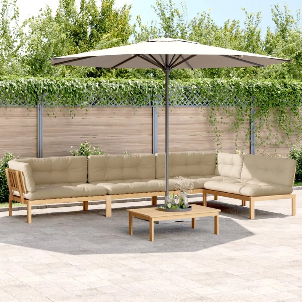vidaXL 5 pcs móveis de paletes p/ jardim com almofadões acácia maciça