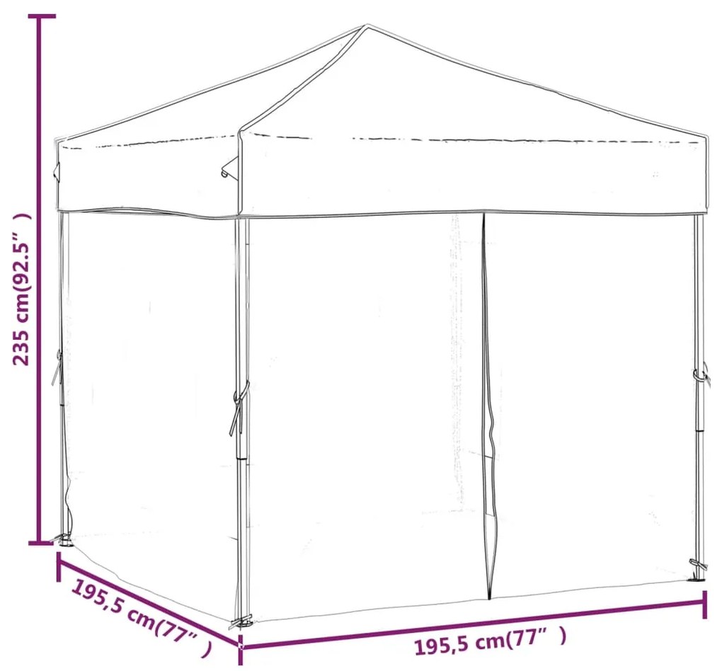 Tenda para festas dobrável com paredes laterais 2x2 m branco