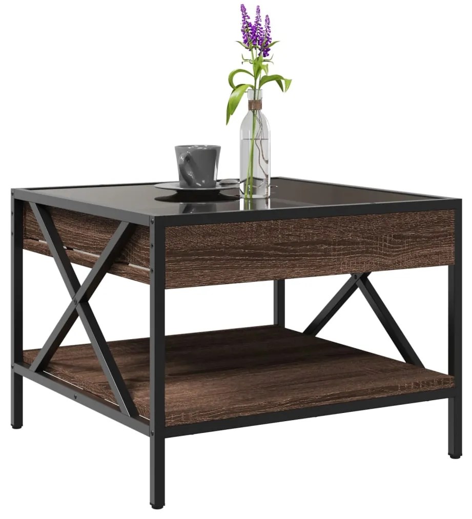 Mesa de centro luzes LED Infinity 50x50x38 cm carvalho castanho