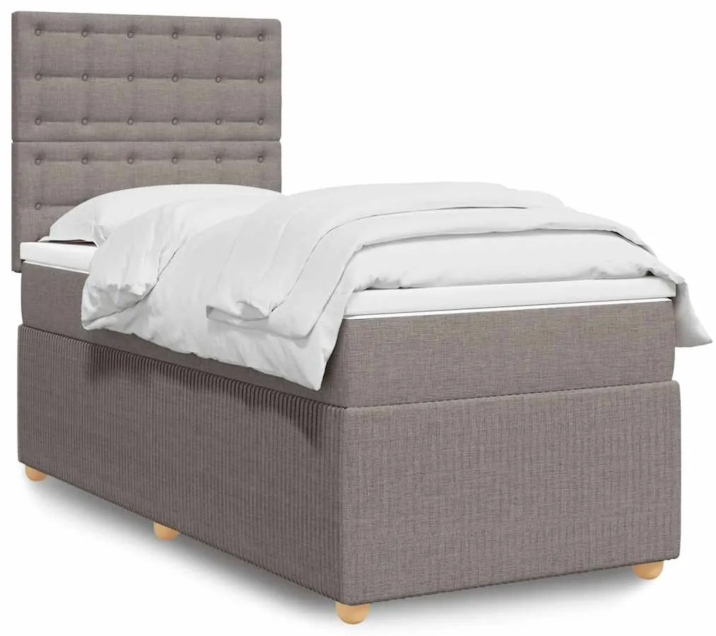 Cama com molas/colchão 90x190 cm tecido castanho-acinzentado