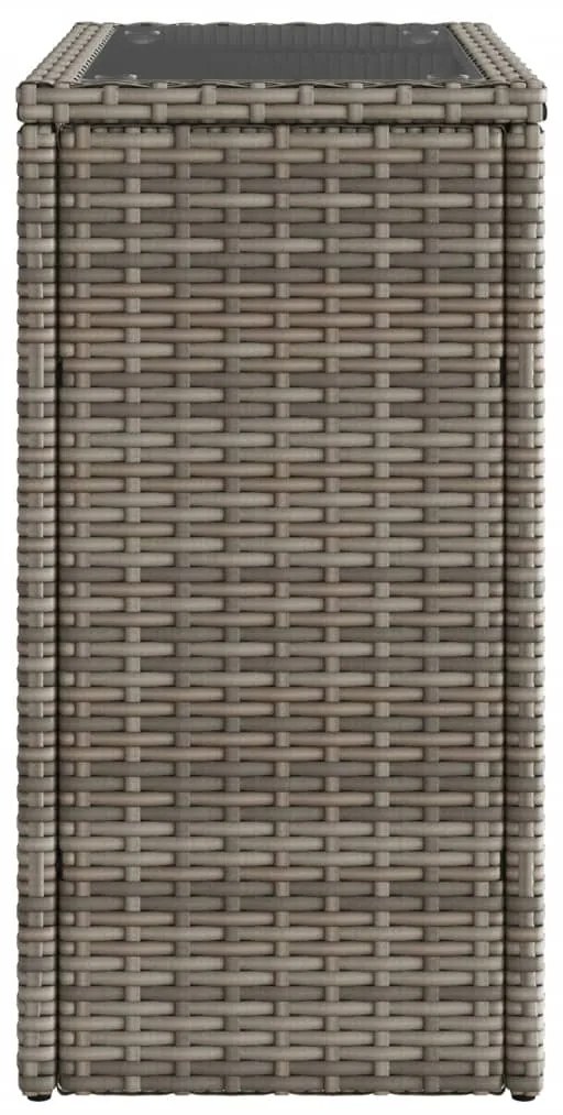 Mesa de apoio jardim c/ tampo vidro 58x27,5x55 cm vime PE cinza