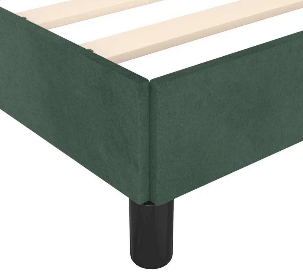 Estrutura de cama sem colchão 120x200 cm veludo verde-escuro