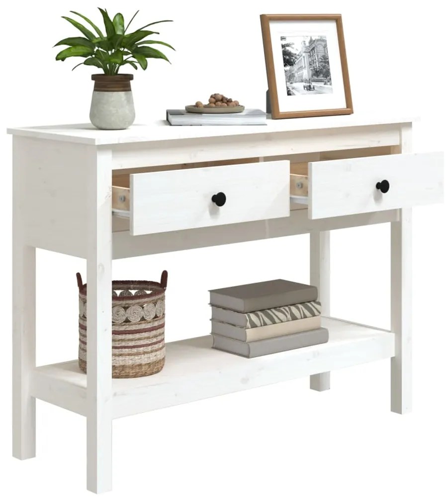 Mesa consola 100x35x75 cm pinho maciço branco