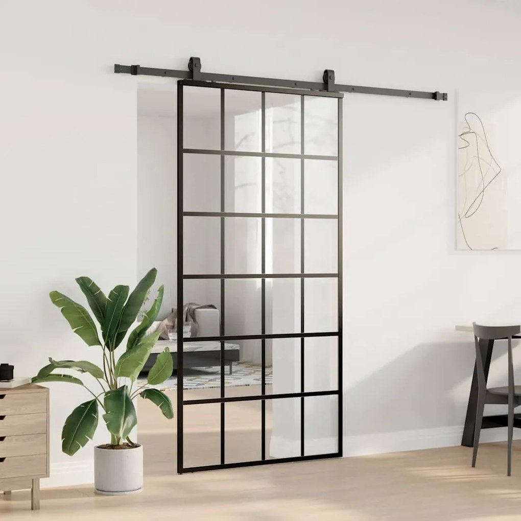 Porta deslizante c/ conj ferragens 102x205cm vidro ESG preto