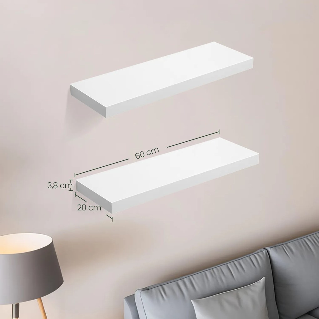 Prateleira de parede 60 x 20 x 3,8 cm Branca