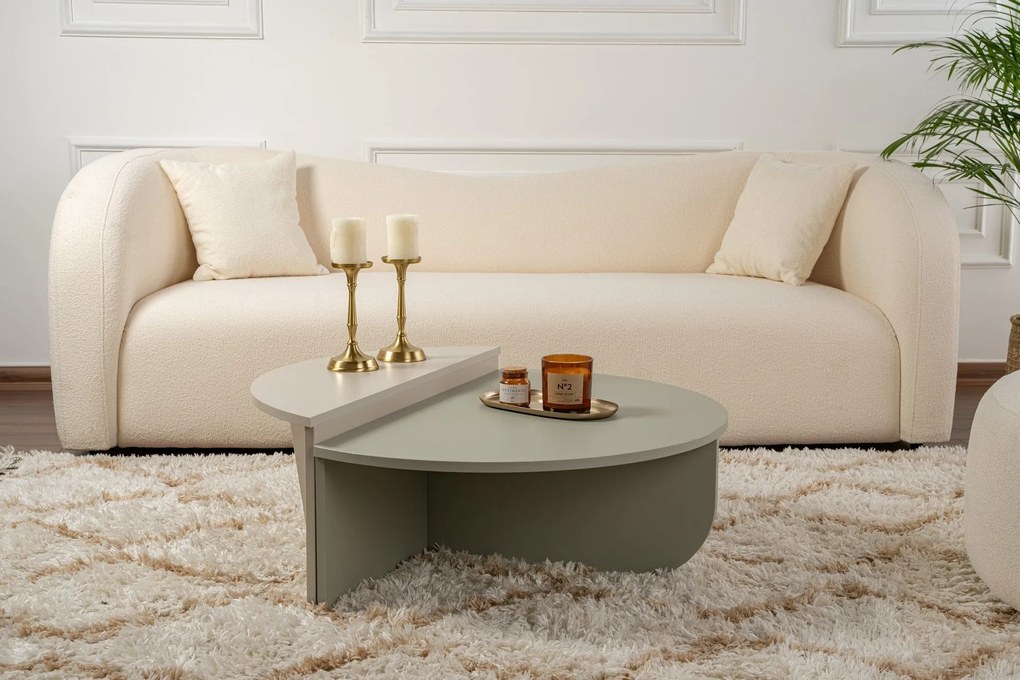 Mesa de Café Orion – Verde Cinza e Arenito – 90x30x60cm e 85x35x30cm