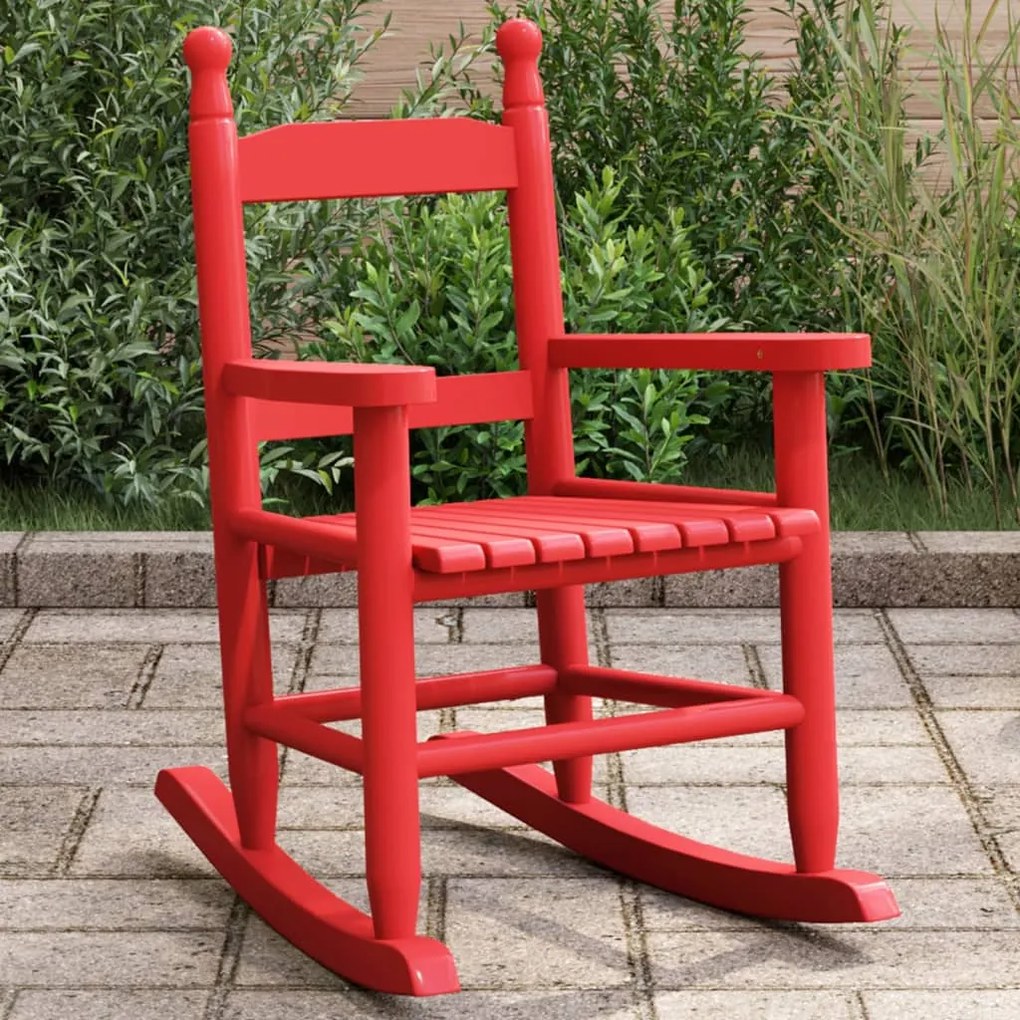 Cadeira de baloiço infantil madeira de álamo maciça vermelho