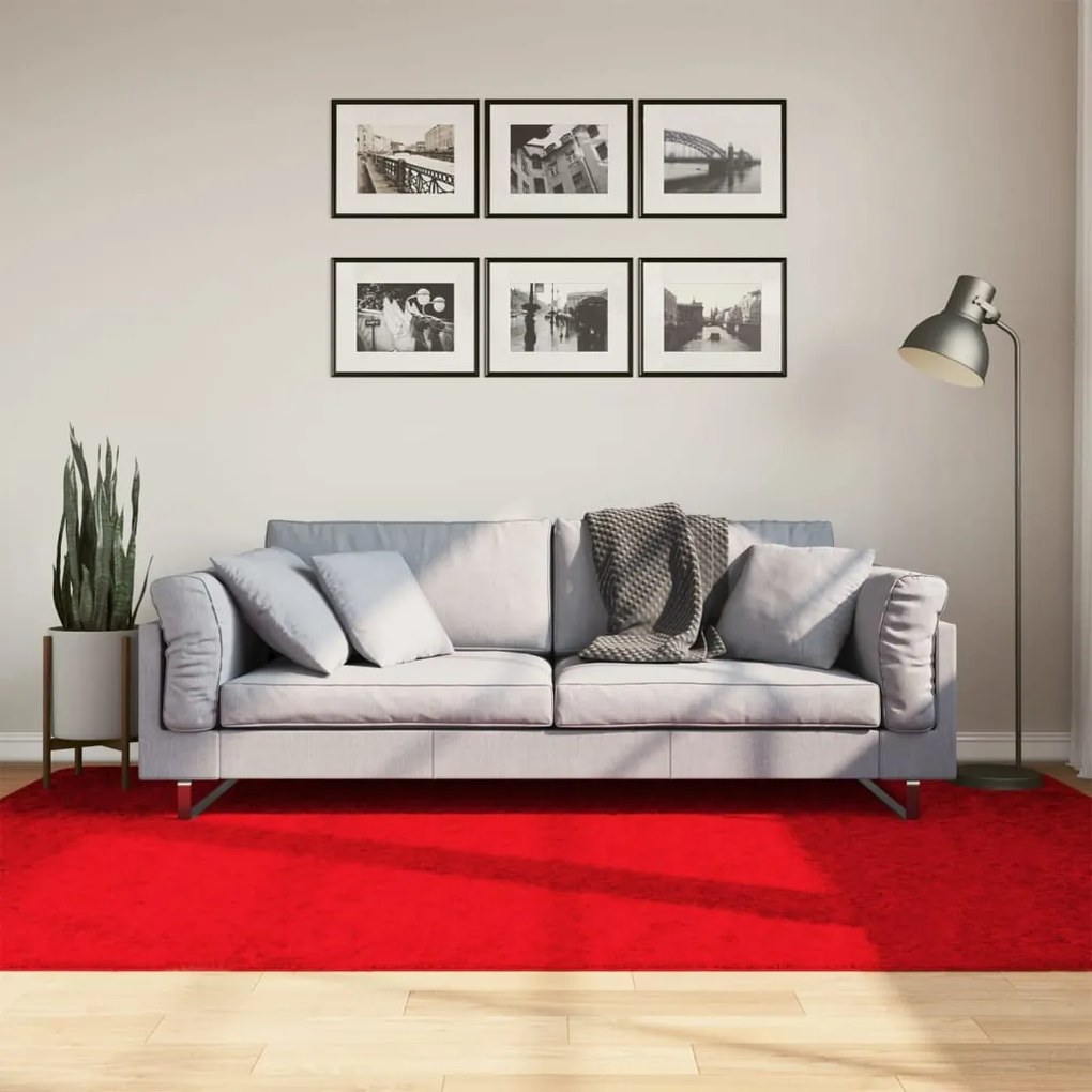 Tapete de pelo curto OVIEDO 160x230 cm vermelho