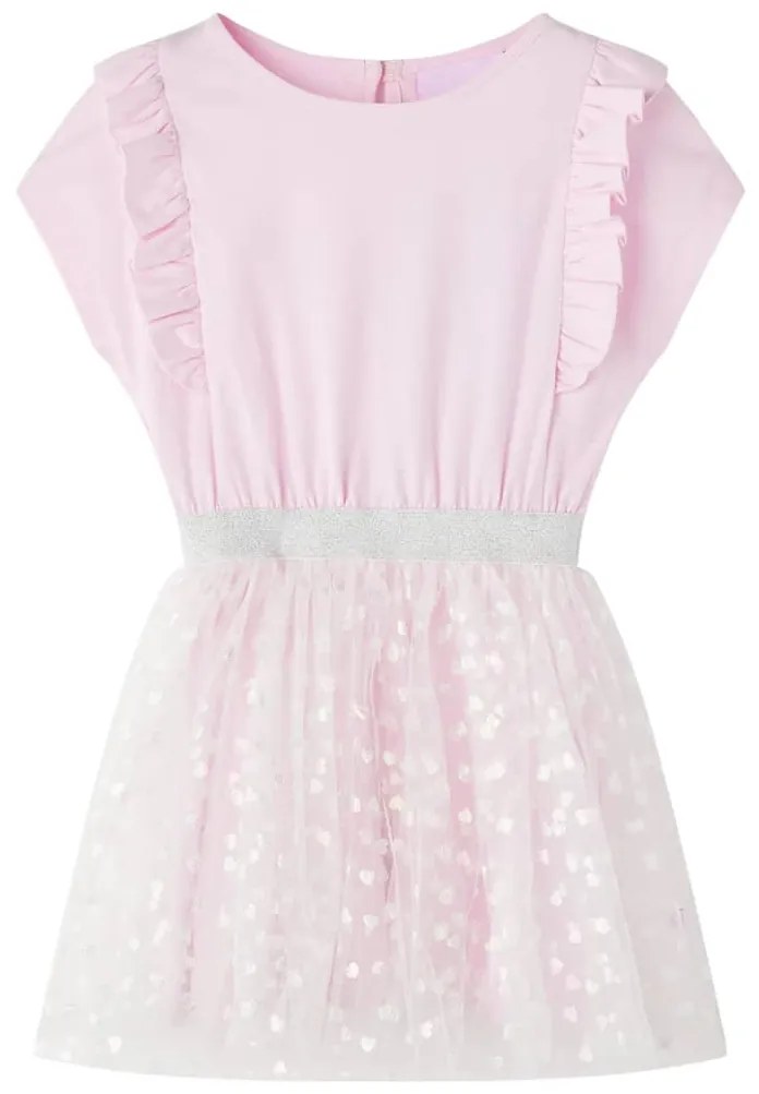 Vestido de criança com folhos rosa-claro 92