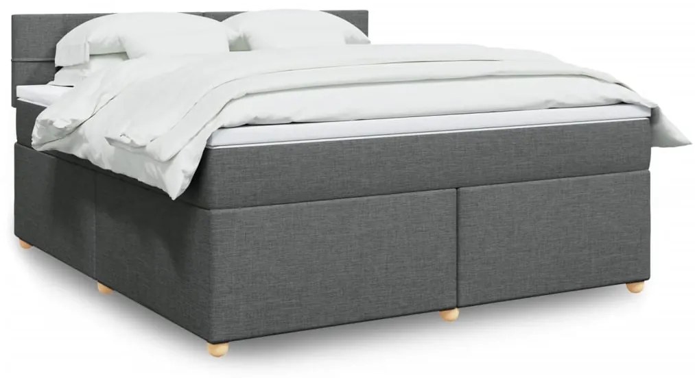 vidaXL Cama com molas/colchão 180x200 cm tecido cinzento-escuro