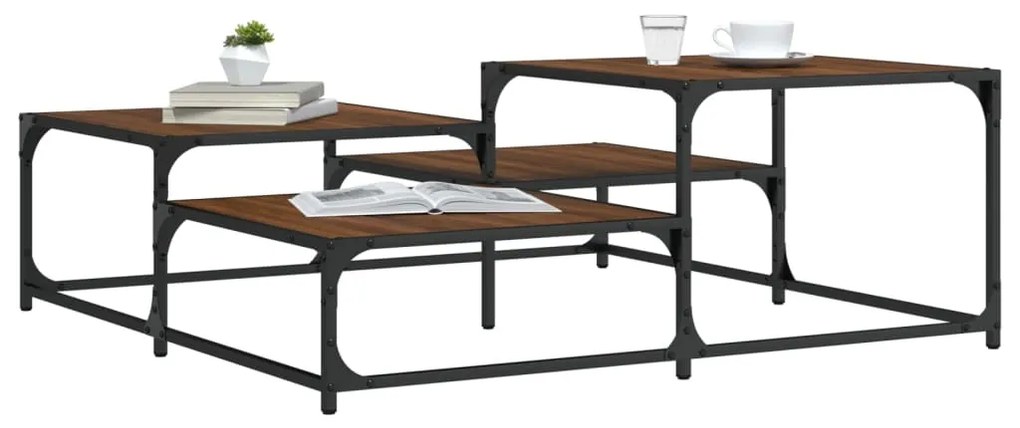 Mesa de centro 107x107x40cm derivados madeira carvalho castanho