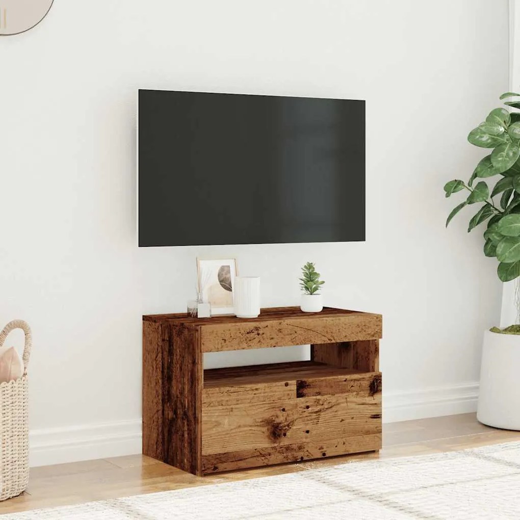 Móvel de TV com luzes LED derivados de madeira madeira velha