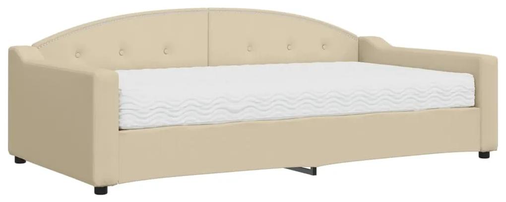 Sofá-cama com colchão 100x200 cm tecido cor creme