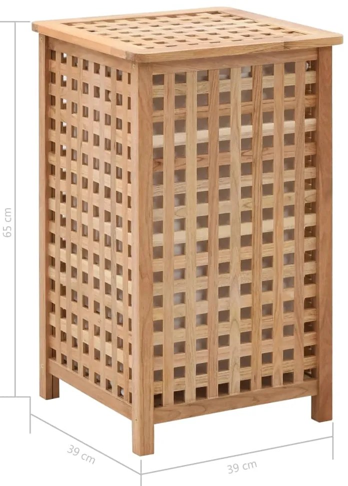 Cesto para roupa suja 39x39x65 cm madeira de nogueira maciça