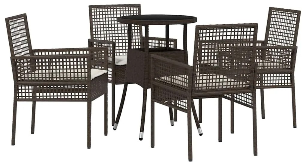Conjunto de Jantar 5 Peças Jardim Castanho Polirattan