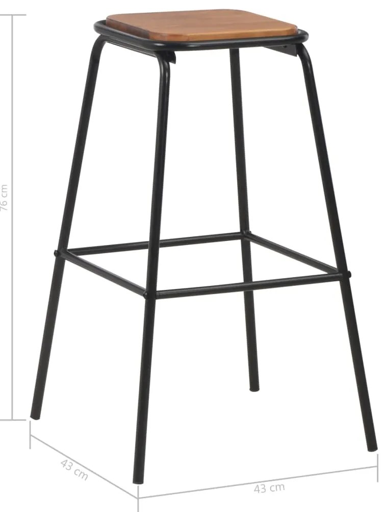 Bancos de bar 4 pcs madeira de pinho maciça e aço preto