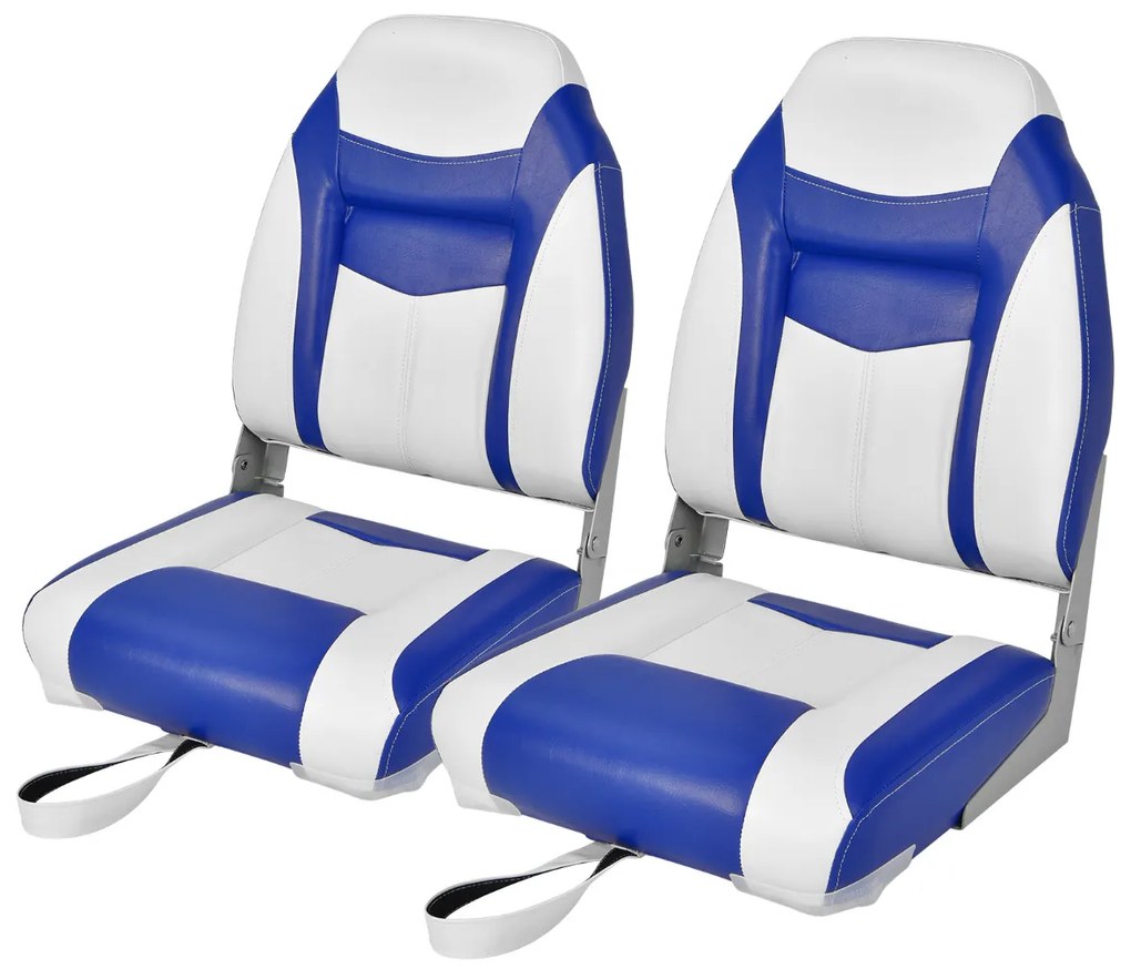 2 Assentos de barco dobráveis com encosto alto Almofada almofadada macia universal moldado macio 44,5 x 51 x 61 cm Azul