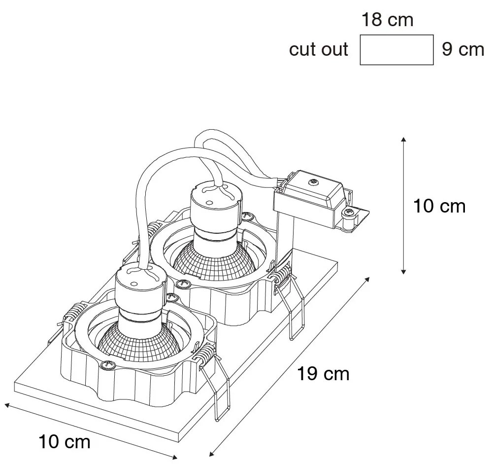 Foco embutido bronze escuro retangular 2 luzes ajustável e rotativo - Qure