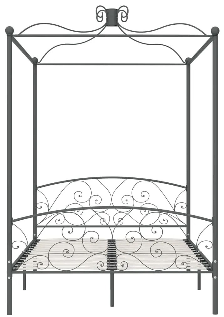 Estrutura de cama com dossel 140x200 cm metal cinzento