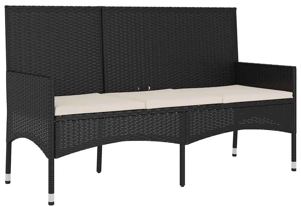 4 pcs conjunto lounge de jardim c/ almofadões vime PE preto