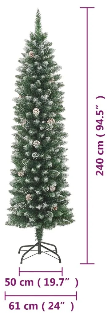 Árvore de Natal artificial fina com suporte PVC 240 cm