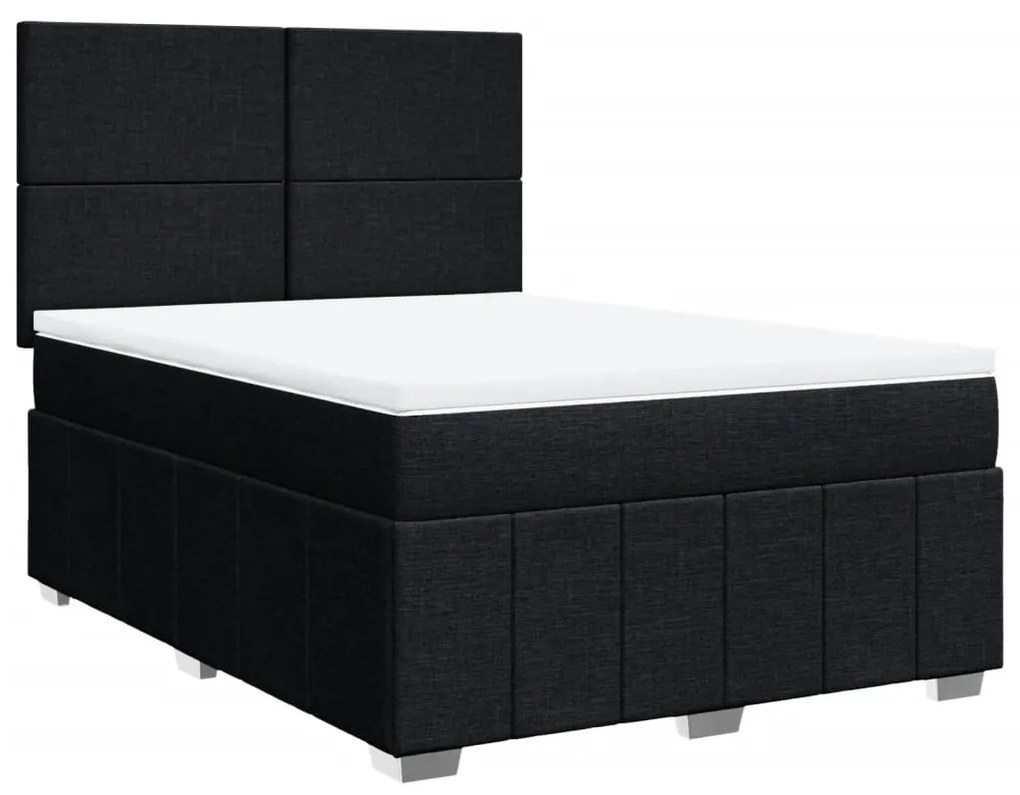 Cama com molas/colchão 140x200 cm tecido preto