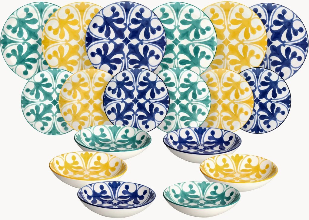Conjunto de loiça em porcelana Madison Majolica, 6 pessoas, conjunto de 18