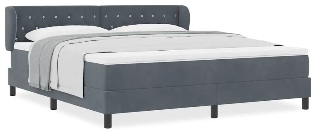 Cama Box com Colchão vidaXL Cinza Escuro 180x200 cm Veludo
