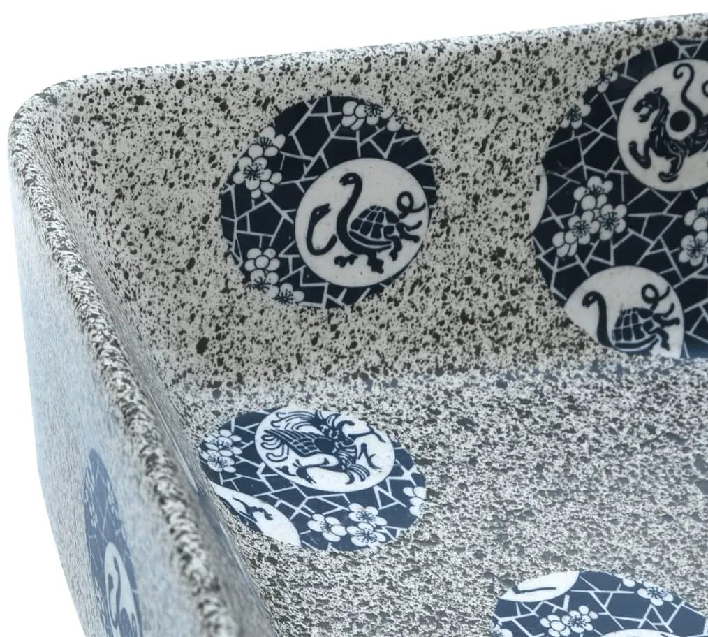 Lavatório de bancada retangular 46x35,5x13 cm cerâmica multicor