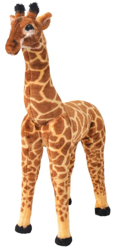 91336 vidaXL Brinquedo de montar girafa peluche castanho e amarelo XXL