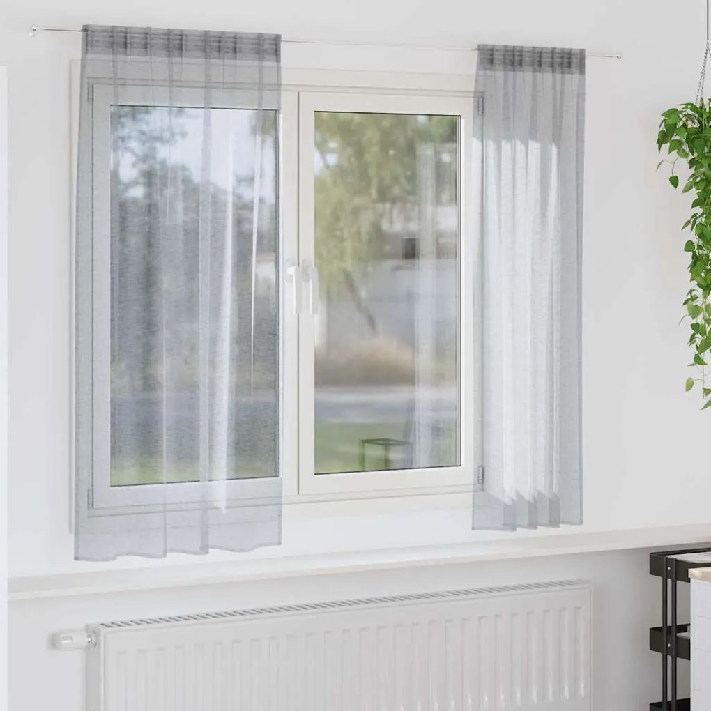 Cortinas 2 pcs Cinzento-escuro 140 x 175 cm Poliéster