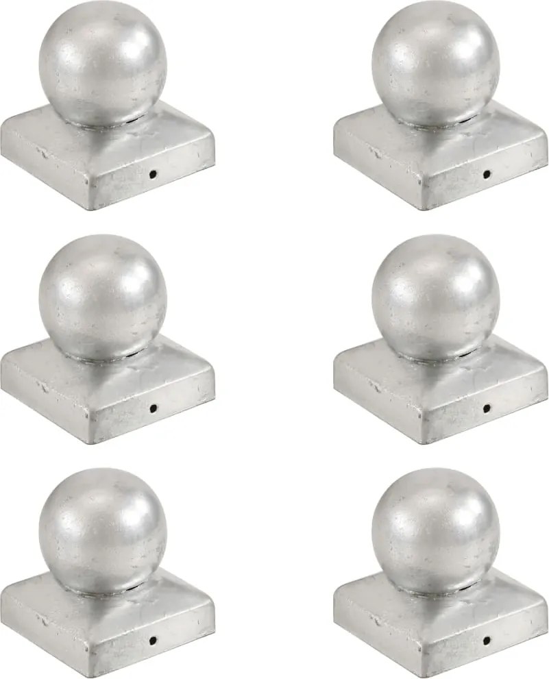 vidaXL Tampas globo p/ postes vedação 6 pcs metal galvanizado 71x71mm