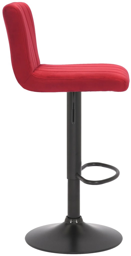 Banco de bar Jamie em veludo e com estrutura preta 41 x 87-107 x 49 cm Vermelho
