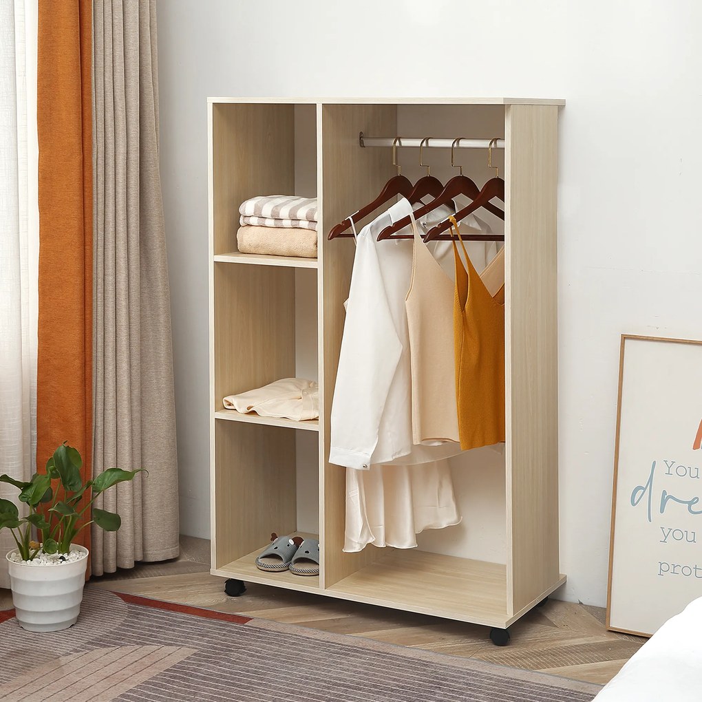 Guarda roupa 80 x 40 x 128 cm móvel Cor carvalho claro