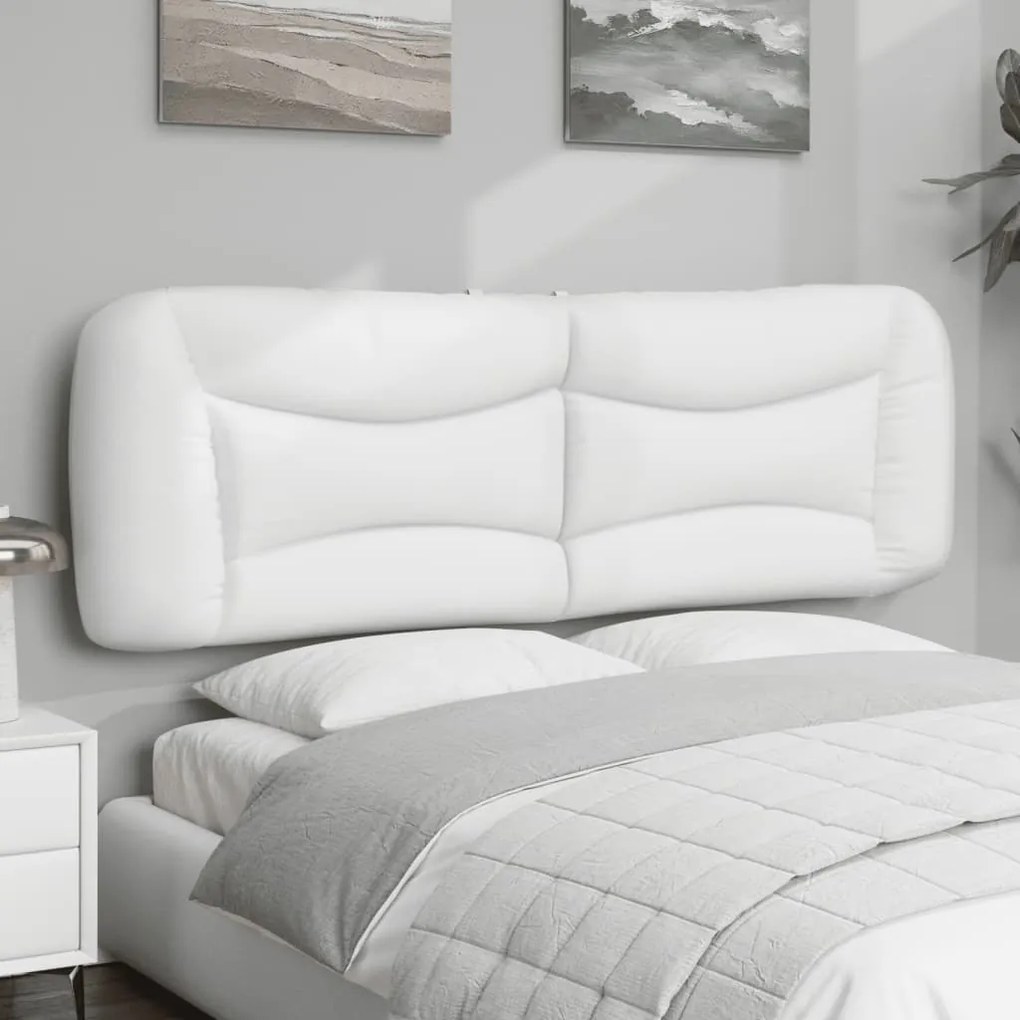 Almofadão de cabeceira 160 cm couro artificial branco