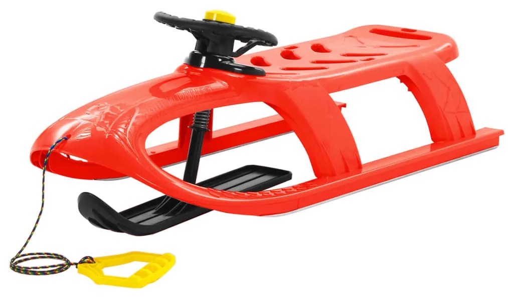 93725 vidaXL Trenó com volante 102,5x40x23 cm polipropileno vermelho