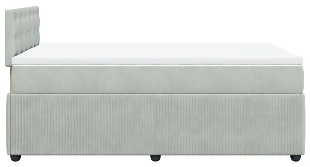 Cama boxspring c/ colchão 120x200 cm veludo cinzento-claro