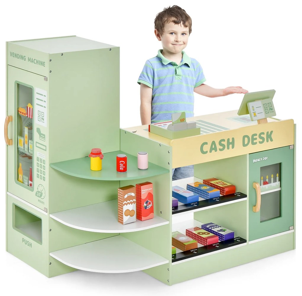 Conjunto de brinquedos de madeira para supermercado infantil - roxo