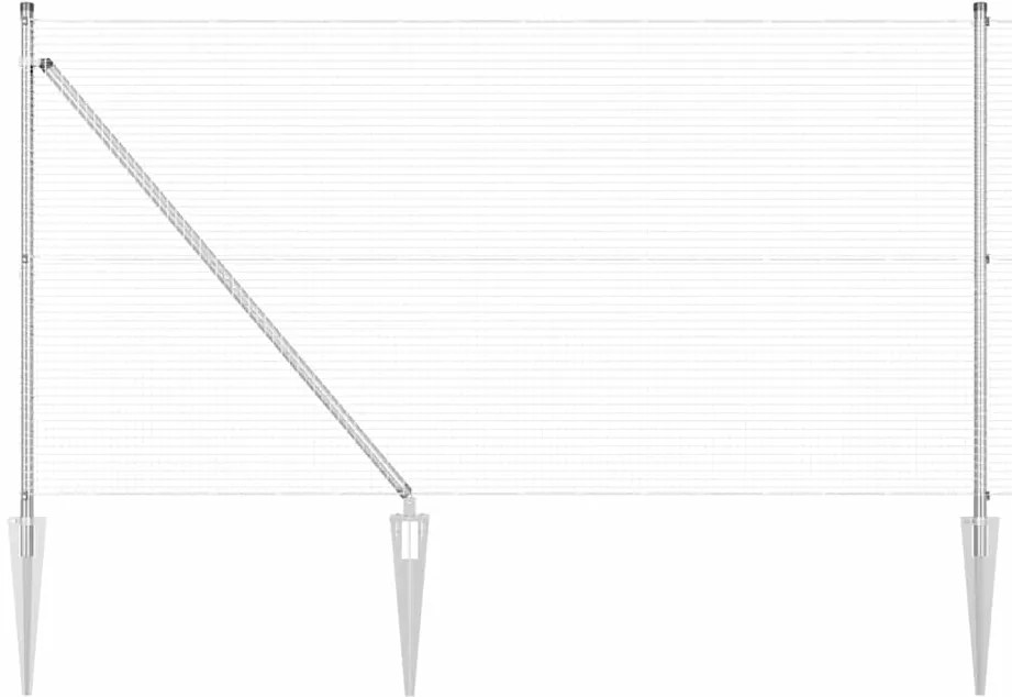 Cerca de Arame Soldado com 7 Postes de Estaca 0,8x10 m Aço Galvanizado