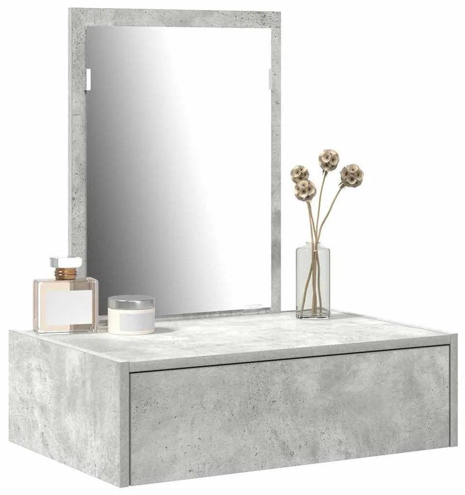 Mesa de Maquiagem Suspensa Cinza Concreto 60x40x70 cm