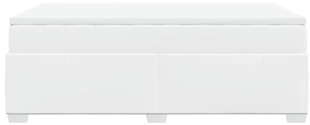 Cama com molas/colchão 120x200 cm couro artificial branco