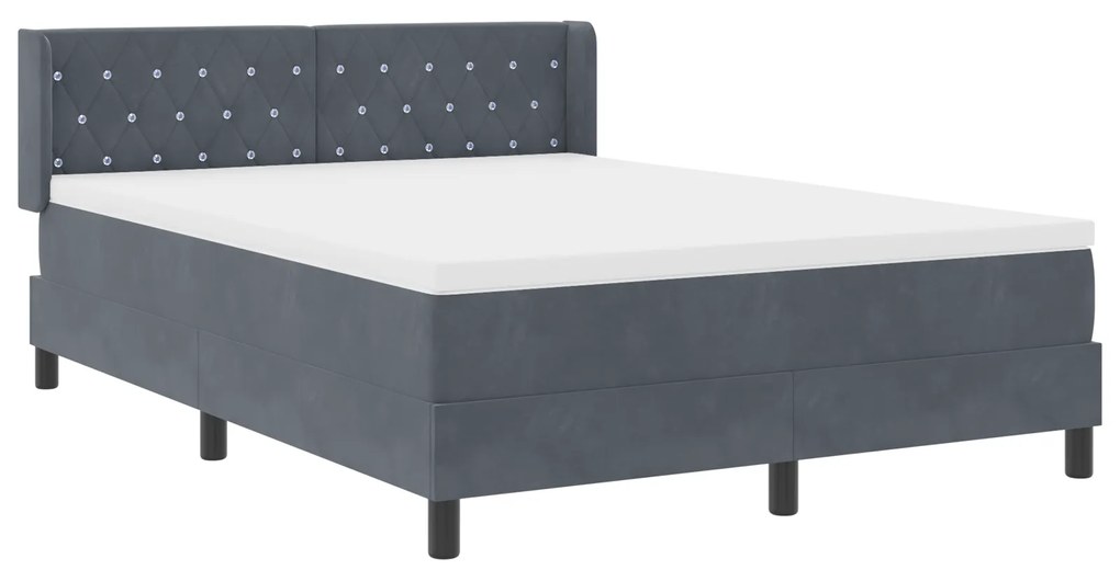 Cama Box com Colchão vidaXL Cinza Escuro 160x200 cm Veludo